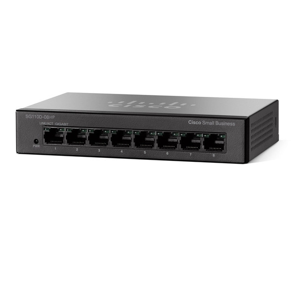Cisco Small Business 110 Unmanaged L2 Gigabit Ethernet (10/100/1000) Power over Ethernet (PoE) Black
