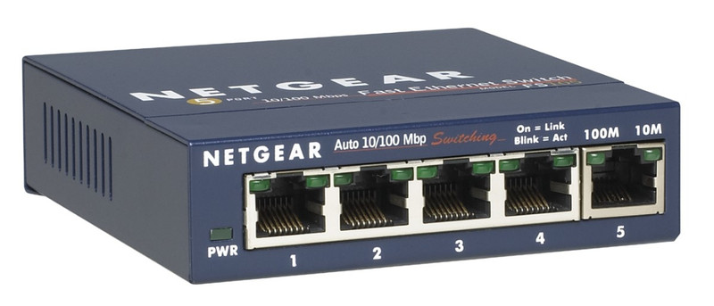 Netgear FS105 Unmanaged L2 Fast Ethernet (10/100) Blue