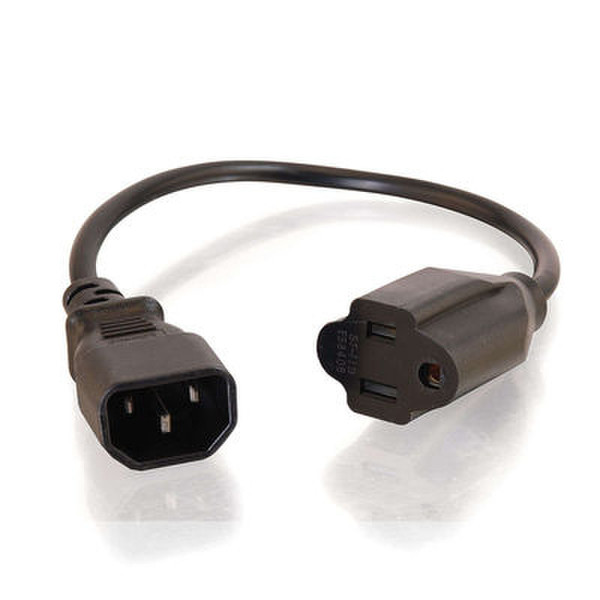 C2G 1ft 18 AWG Monitor Power Adapter Cable 0.30м Разъем C14 Черный кабель питания