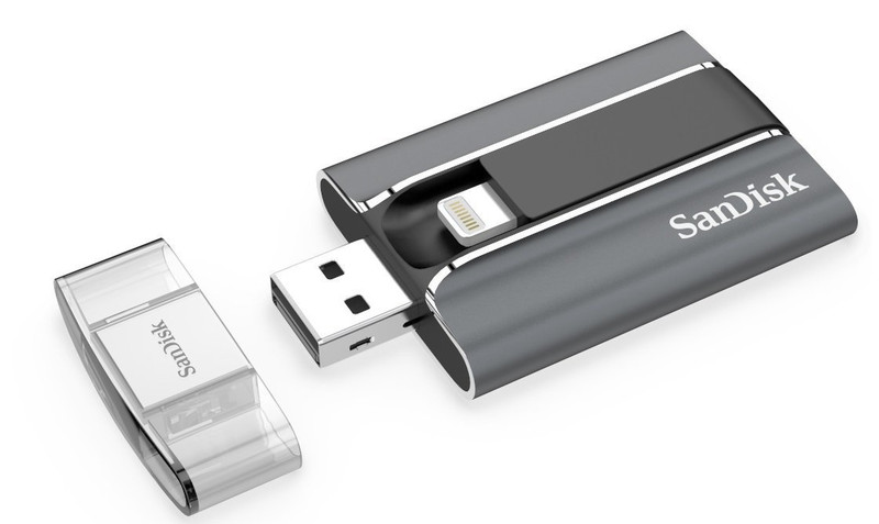 Sandisk iXpand 128GB 128ГБ USB 2.0 Type-A Черный, Серый USB флеш накопитель