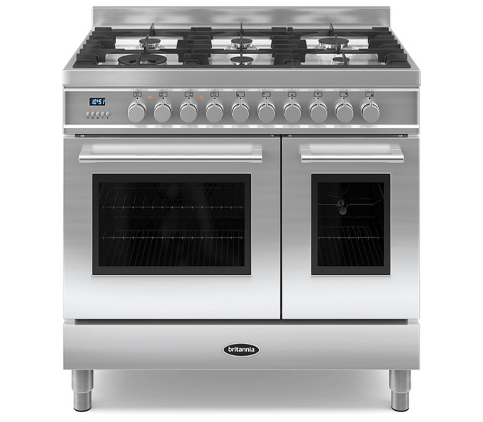 Britannia Q Line 90cm twin Freestanding Gas hob A Silver