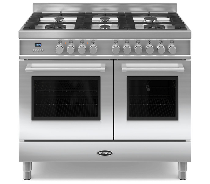 Britannia Q Line 100cm twin Freestanding Gas hob A Stainless steel