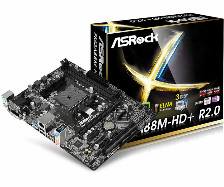 Asrock FM2A88M-HD+ R2.0 AMD A88X Socket FM2+ Микро ATX