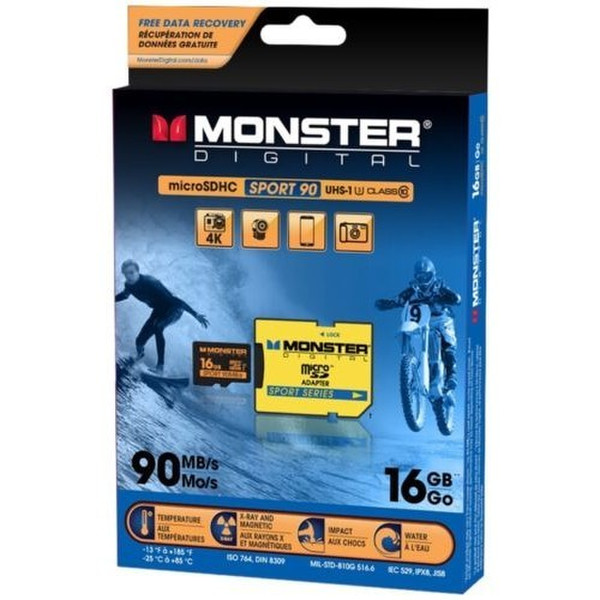 Monster Digital 16GB microSDHC 16GB MicroSDHC UHS Class 10 Speicherkarte