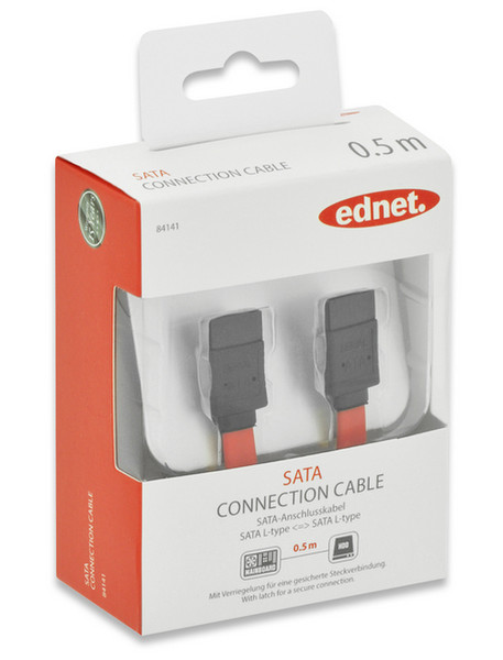Ednet 84141 0.5м SATA 7-pin SATA 7-pin Красный кабель SATA