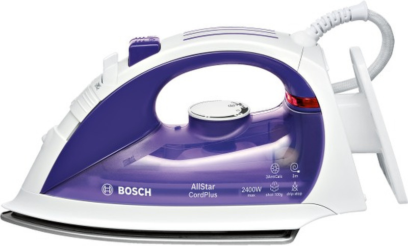 Bosch TDA5615GB Dampfbügeleisen Keramik-Bügelsohle 2400W Violett, Weiß Bügeleisen