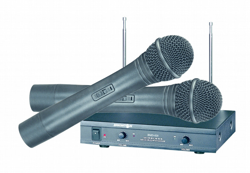 Brigmton BMD-820 Karaoke microphone Kabellos Schwarz Mikrofon