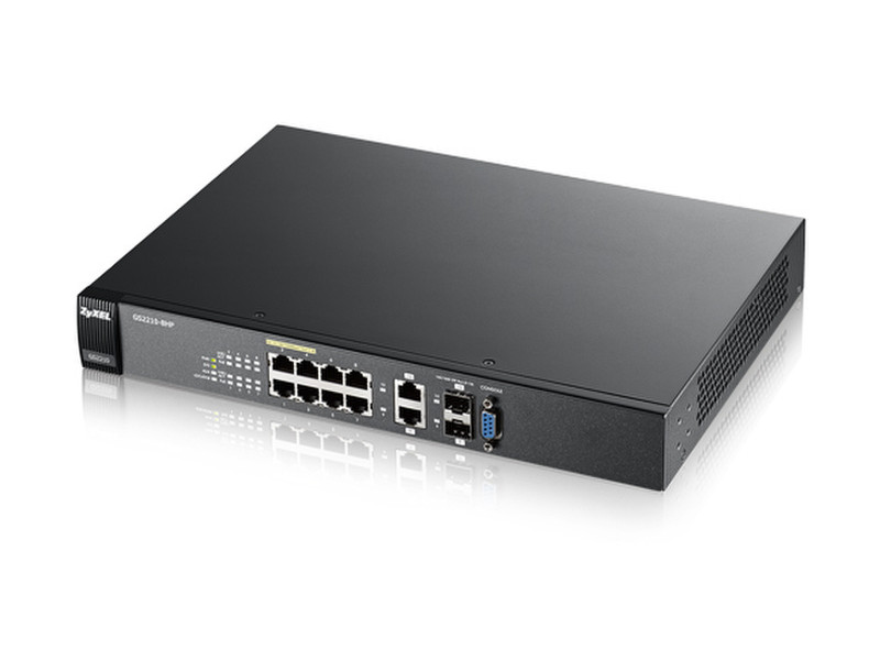 ZyXEL GS2210-8HP Управляемый L2 Gigabit Ethernet (10/100/1000) Power over Ethernet (PoE) Черный