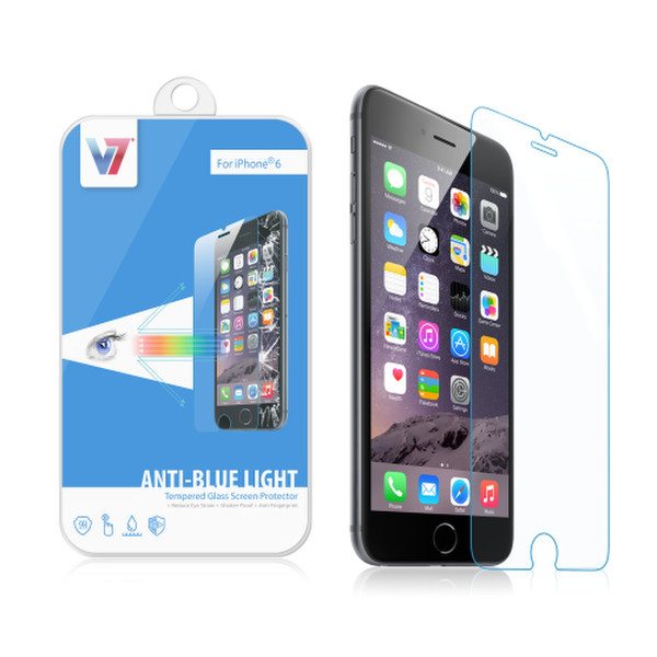 V7 Bildschirmschutz aus bruchsicherem gehärteten Glas mit Blaulichtfilter für iPhone 6 Plus