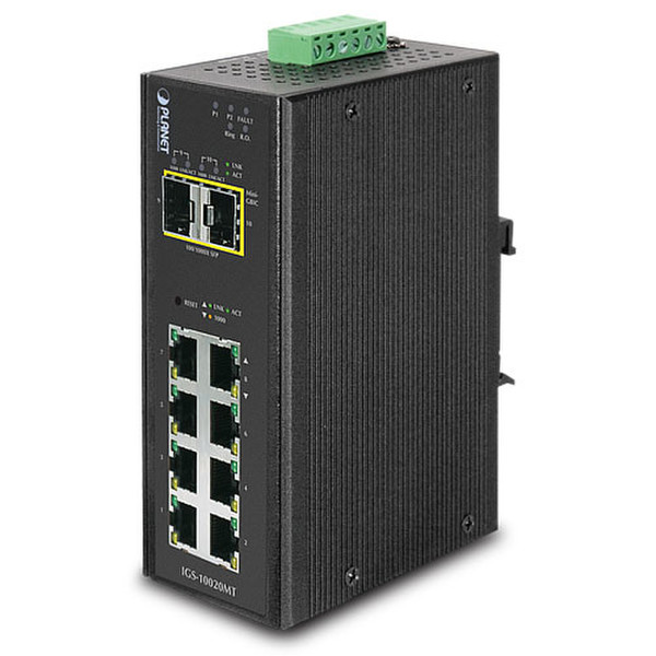Planet IGS-10020MT Управляемый L2 Gigabit Ethernet (10/100/1000) Power over Ethernet (PoE) Черный сетевой коммутатор