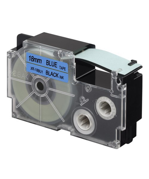 Casio XR-18BU1 Black on blue label-making tape
