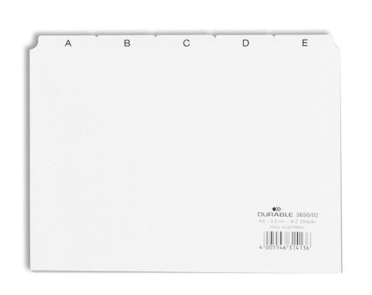 Durable 3650/02 White 25pc(s) index card