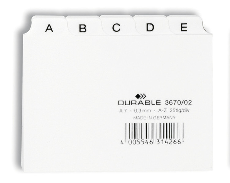 Durable 3670/02 White 25pc(s) index card