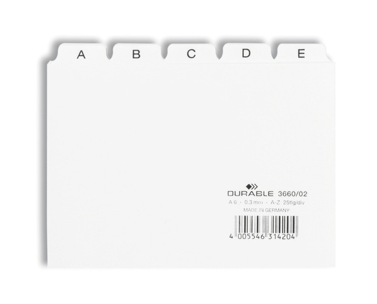 Durable 3660/02 White 25pc(s) index card