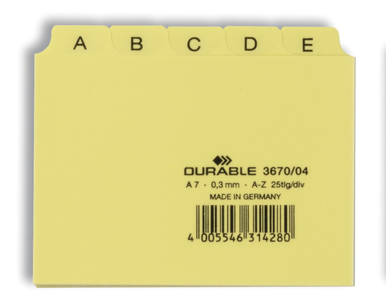Durable 3670/04 Yellow 25pc(s) index card