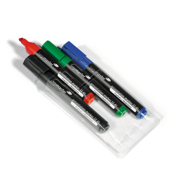 Legamaster TZ 41 Скошенный наконечник Черный, Синий, Зеленый, Красный 4шт маркер