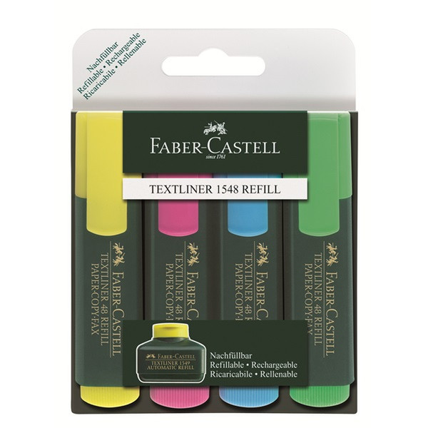 Faber-Castell TEXTLINER 48 Розовый, Синий, Зеленый, Желтый 4шт маркер