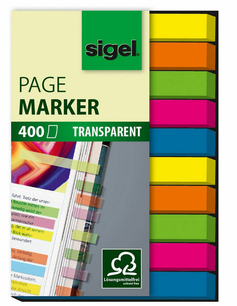 Sigel HN617 Flexible bookmark Синий, Зеленый, Оранжевый, Розовый, Желтый 400шт книжная закладка