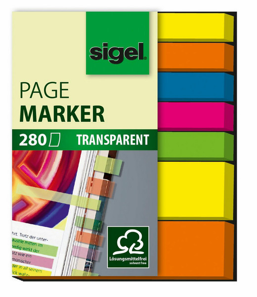 Sigel HN616 Flexible bookmark Синий, Зеленый, Оранжевый, Желтый 280шт книжная закладка