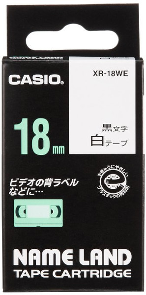 Casio XR-18WE Black on white label-making tape