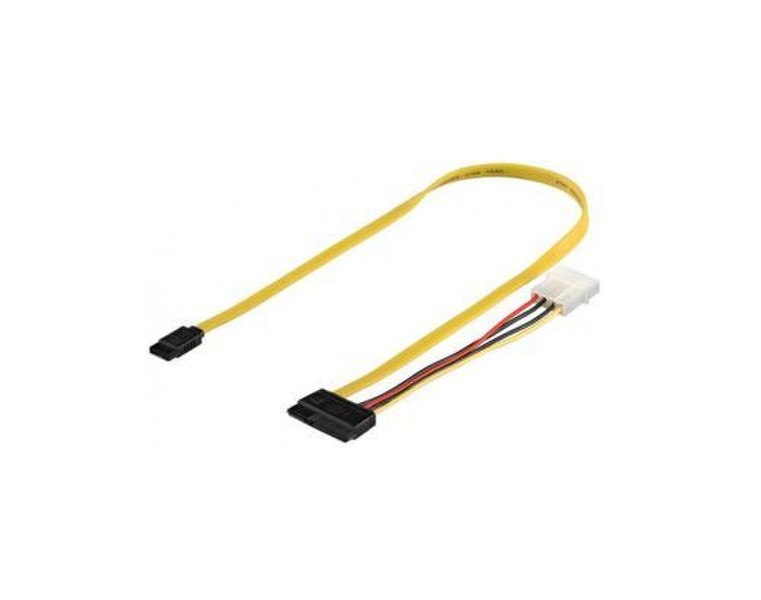 GR-Kabel NC-446 0.5m SATA 22-pin SATA 7-pin + 4-pin Molex Schwarz, Gelb SATA-Kabel