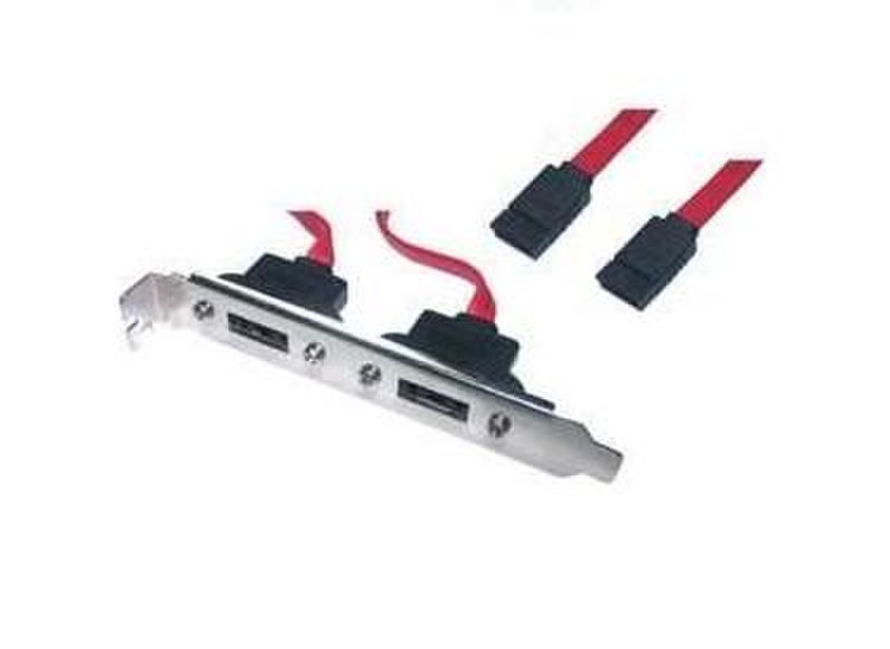 GR-Kabel NC-466 0.45м 2x SATA II 7-pin Черный, Металлический, Красный кабель SATA