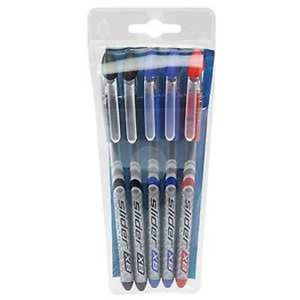 Schneider Slider Basic Stick ballpoint pen Extradick Schwarz, Blau, Rot 5Stück(e)