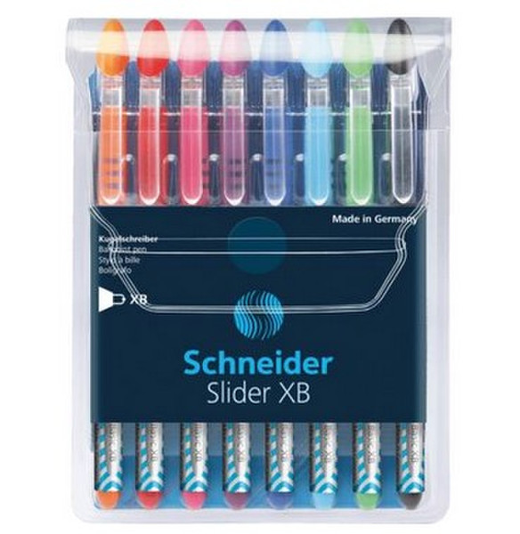 Schneider Slider Basic Stick ballpoint pen Extradick Schwarz, Blau, Hellblau, Hellgrün, Rot, Violett 8Stück(e)