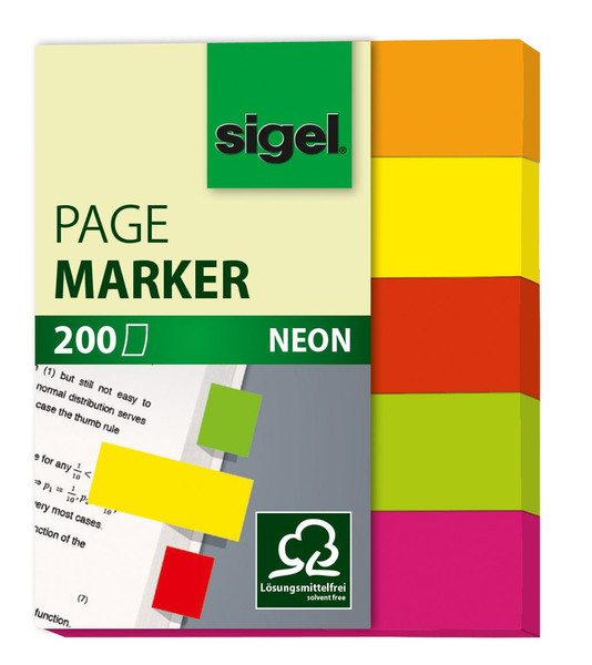 Sigel HN655 Flexible bookmark Grün, Rot, Gelb 200Stück(e) Lesezeichen