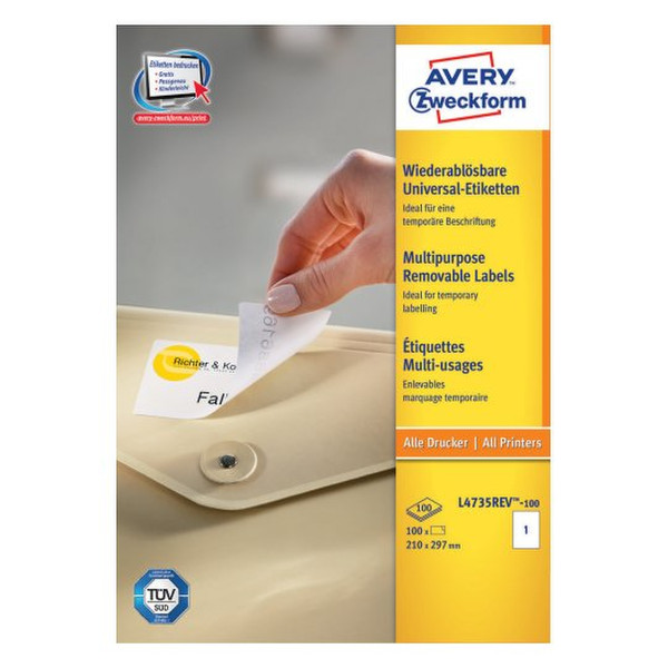 Avery L4735REV-100 self-adhesive label