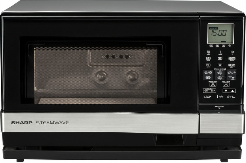 Sharp Home Appliances AX-1110(IN)W Настольный Микроволновая печь с грилем 27л 900Вт Черный, Cеребряный
