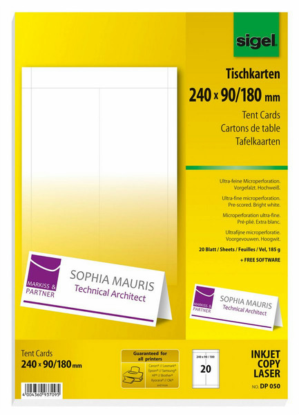 Sigel DP050 Weiß Non-adhesive printer label Druckeretikett