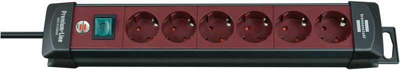 Brennenstuhl 1951760100 6AC outlet(s) 3m Black,Bordeaux surge protector