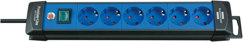 Brennenstuhl 1951360100 6AC outlet(s) 3m Schwarz, Blau Spannungsschutz