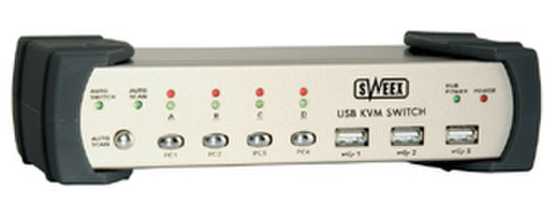 Sweex 4 Port USB KVM Switch + 4 Cables Tastatur/Video/Maus (KVM)-Switch
