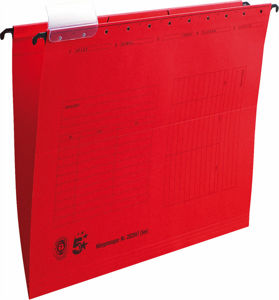 5Star 202957 A4 Carton Red hanging folder