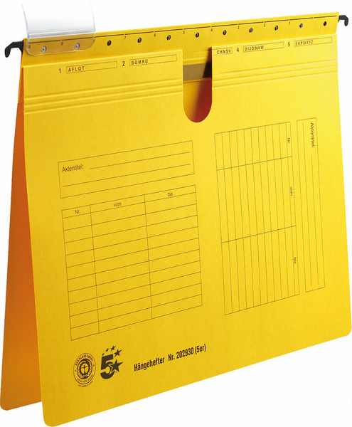 5Star 202930 A4 Carton Yellow hanging folder