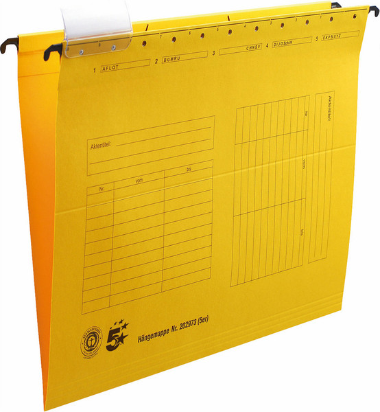 5Star 202973 A4 Carton Yellow hanging folder