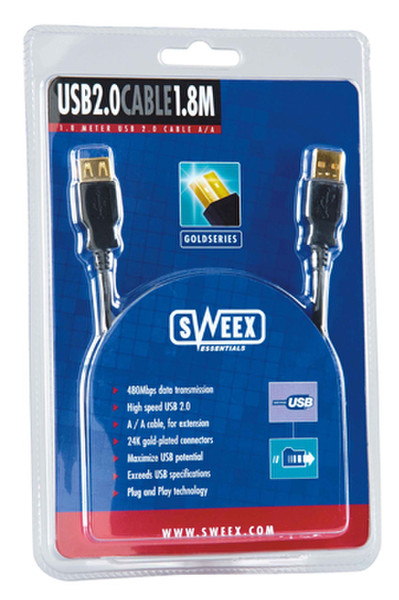 Sweex USB 2.0 Cable A/A 1.8M 1.8м кабель USB