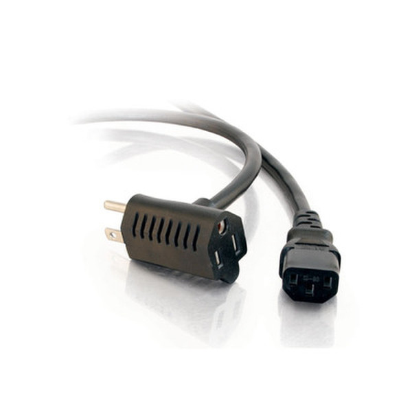 C2G 1.5ft Universal 16 AWG Power Cord w/ Extra Outlet (IEC320C13 to NEMA 5-15P) 0.45м NEMA 5-15P Черный кабель питания