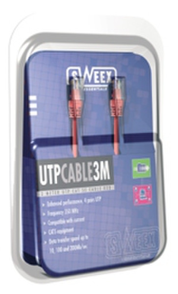 Sweex UTP Cable Cat5E 3M Red 3м Красный сетевой кабель