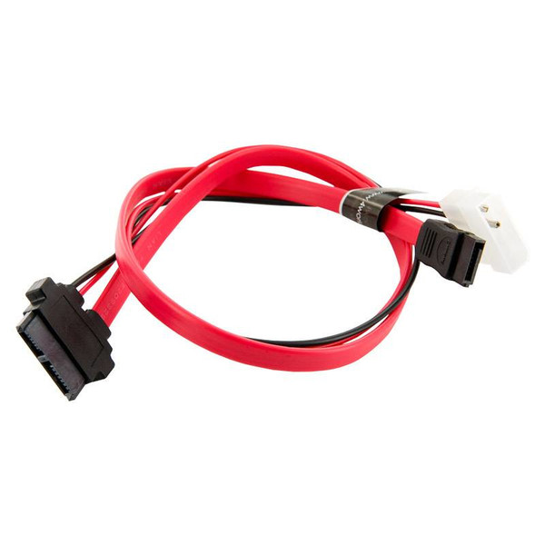 4World 08524 0.5м SATA II 13-pin SATA 7-pin + 2-pin Molex Красный кабель SATA