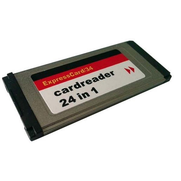 4World 05349 Внутренний ExpressCard Черный, Серый устройство для чтения карт флэш-памяти
