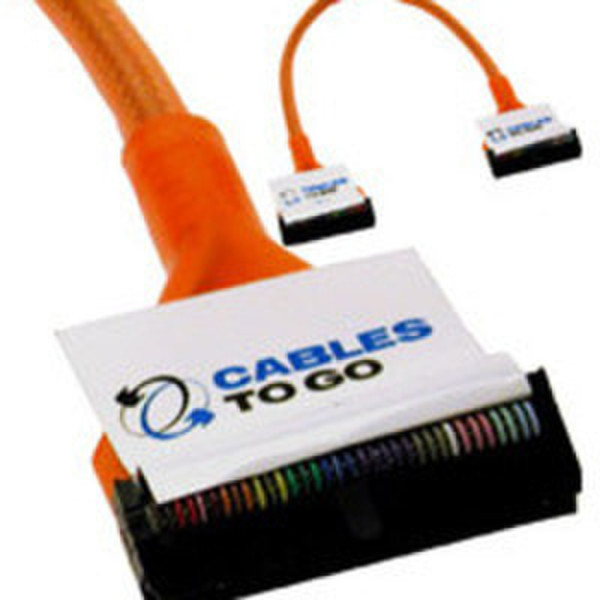 C2G 18in Go!Mod Molded Round 1-Device Floppy Cable - UV Reactive Orange Female/Female