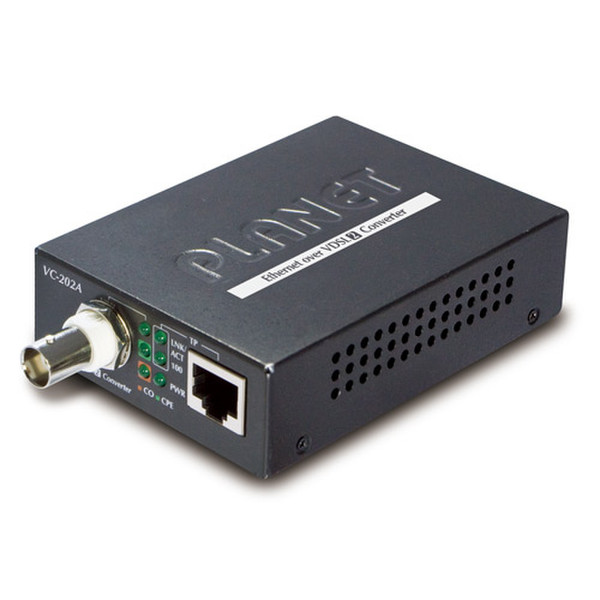 Planet VC-202A 100Mbit/s Black network media converter
