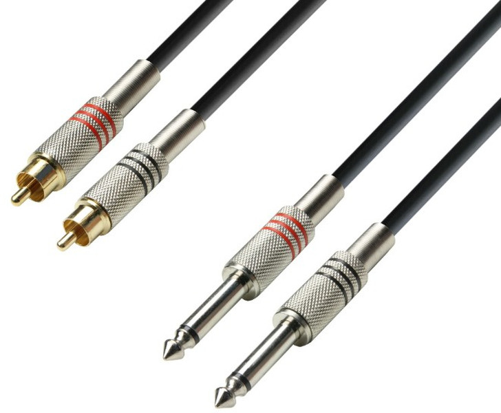 adam hall 3 Star 3m 2 x RCA 2 x 6.35mm Schwarz, Rot, Silber