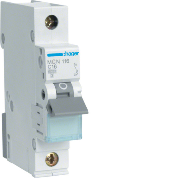 Hager MCN116 C-type 1P 1module(s) circuit breaker