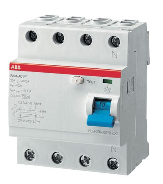 ABB F204 A-25/0.03 4P circuit breaker