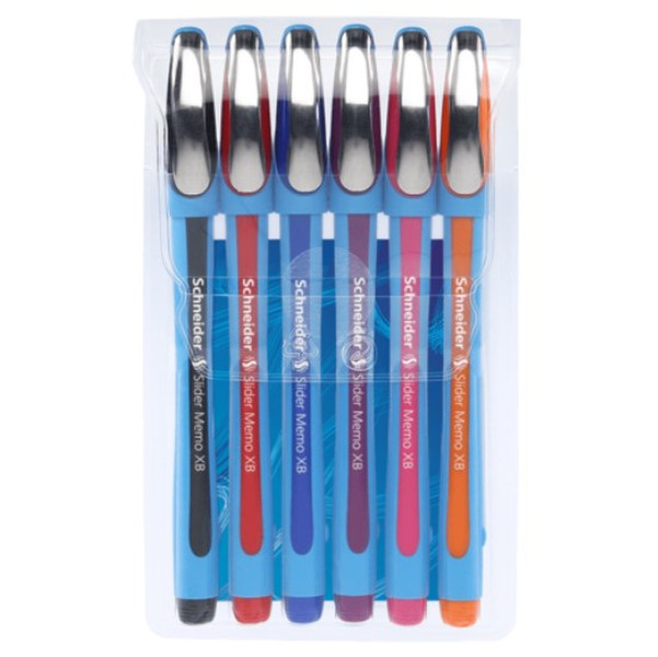 Schneider Slider Memo Stick ballpoint pen Extra Bold Черный, Синий, Оранжевый, Розовый, Красный, Фиолетовый 6шт