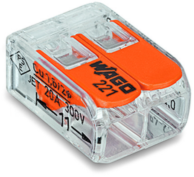 Wago 221-412 Cage Clamp Orange,Transparent wire connector